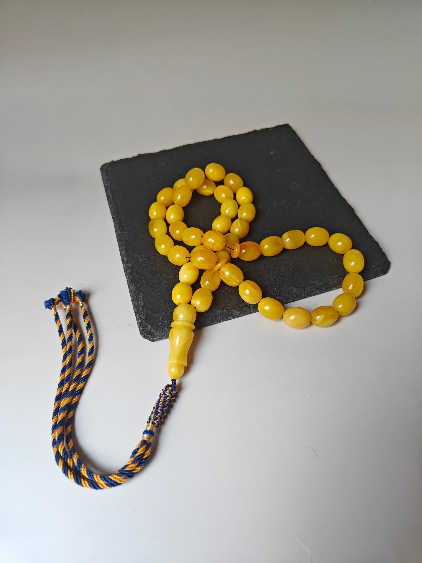 Natural Baltic Amber Rosary – 43 Pigeon Egg Beads | Dark Butterscotch