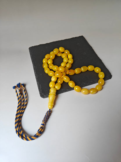 Natural Baltic Amber Rosary – 43 Pigeon Egg Beads | Dark Butterscotch