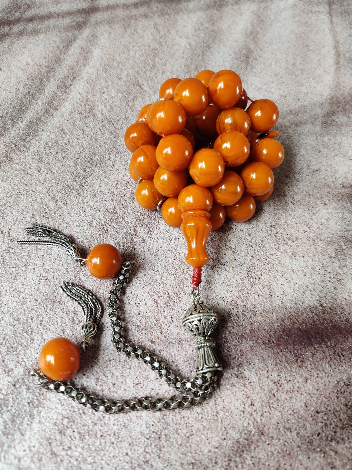 Super Rare Belgian Bakelite Rosary – 43 Istanbul Beads | Red Vines | Big Size