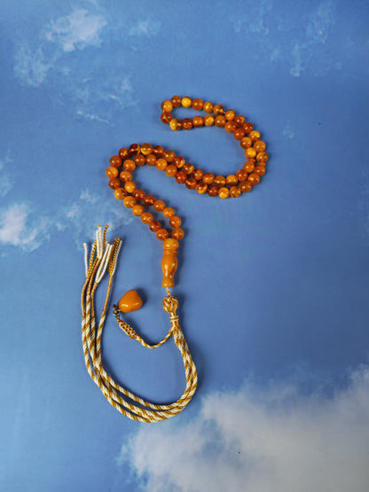 Aged Natural Baltic Amber Micro Tasbih – 66 Beads | Dark Butterscotch & Honey