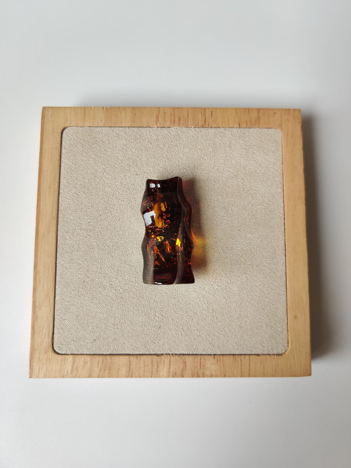 Dark Citron Irregular Raw Natural Amber Piece | Air Bubbles | Unpolished Bottom