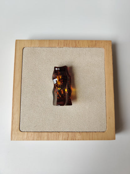 Dark Citron Irregular Raw Natural Amber Piece | Air Bubbles | Unpolished Bottom