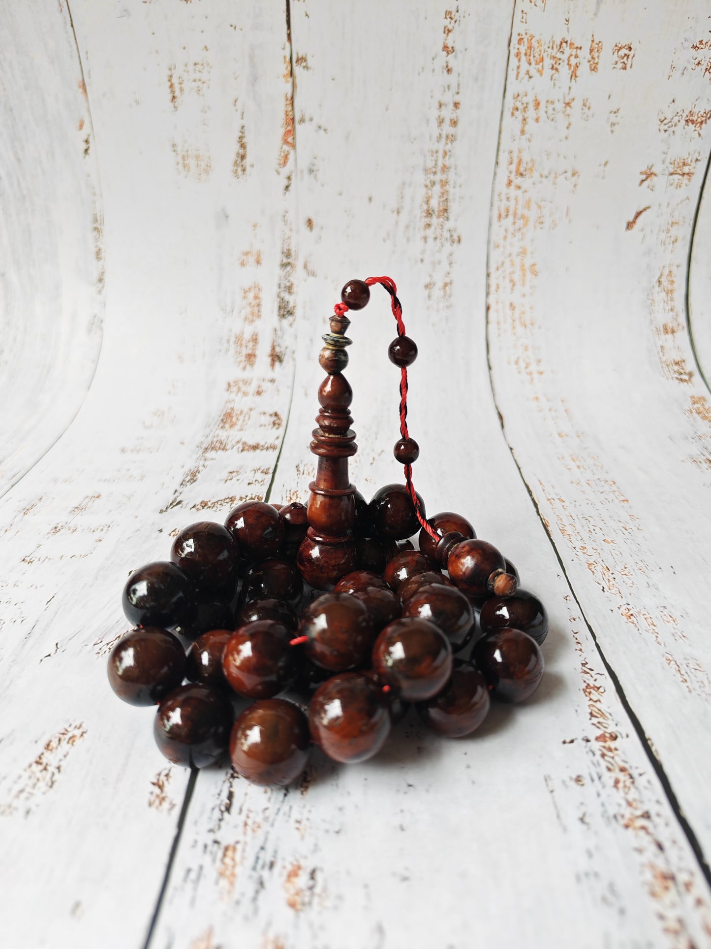 Antique Kokka Wood Tasbih | Ottoman Design | 33 Jumbo Size Beads