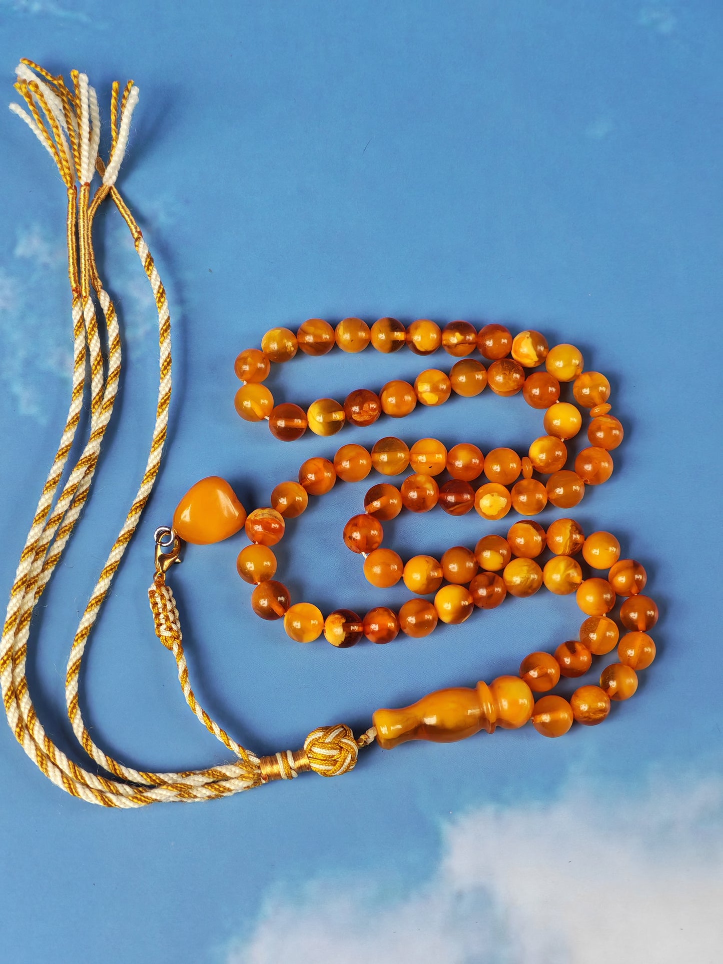 Aged Natural Baltic Amber Micro Tasbih – 66 Beads | Dark Butterscotch & Honey