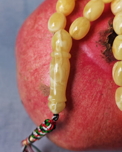 Natural Recently Crafted Amber Misbah Pigeon Egg 63 Beads