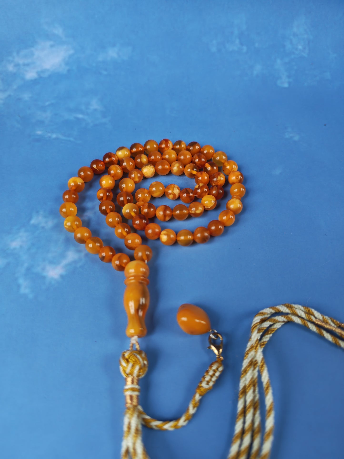 Aged Natural Baltic Amber Micro Tasbih – 66 Beads | Dark Butterscotch & Honey