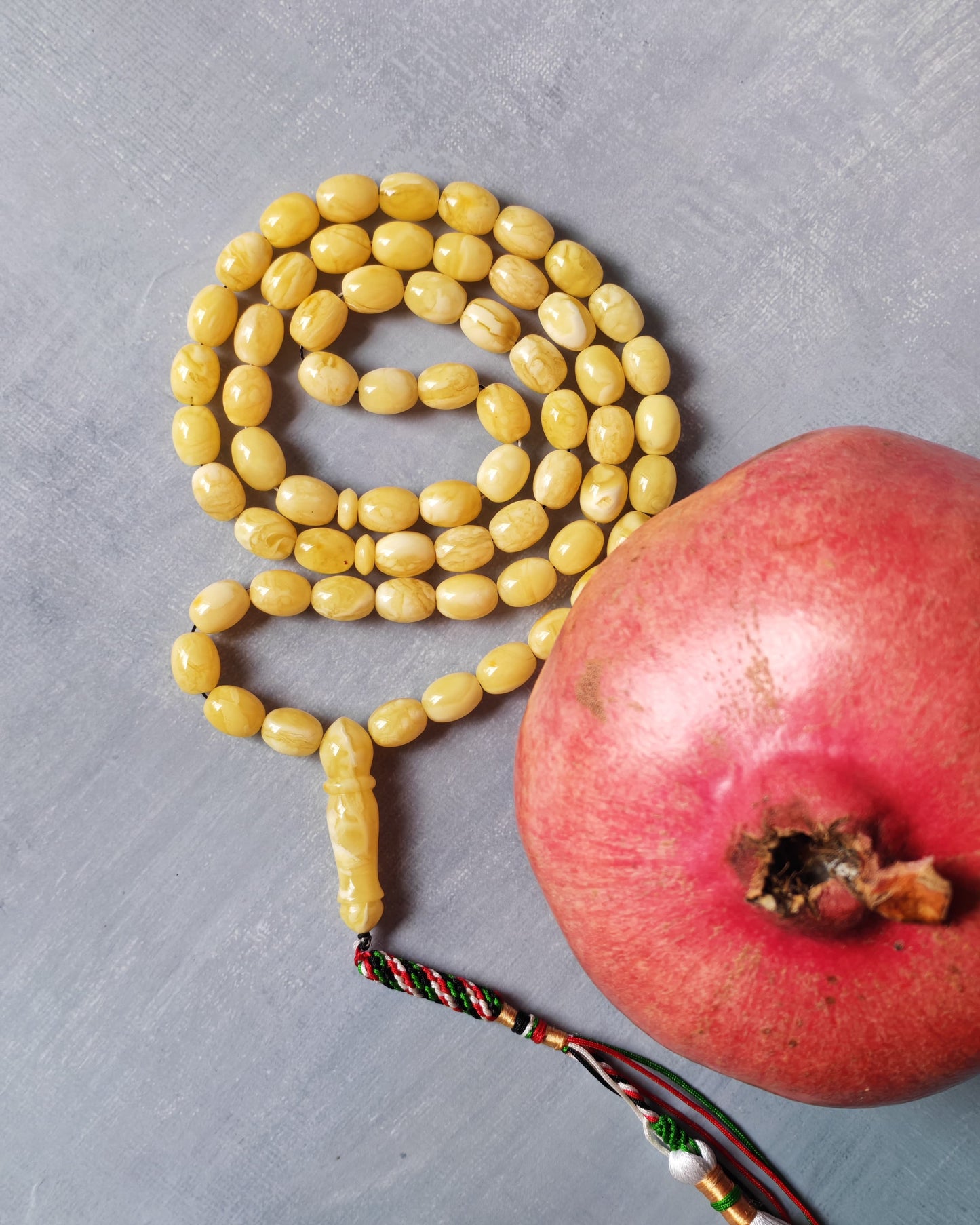Natural Recently Crafted Amber Misbah Pigeon Egg 63 Beads
