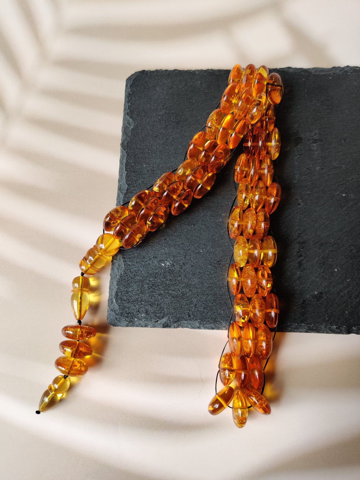 Bold Natural Dark Citron Amber Rosary | Donut Shape | 60 Beads | Flat Design