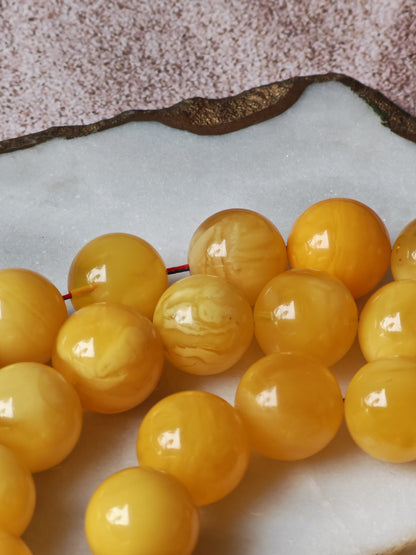 Large Butterscotch & Honey Baltic Amber Tasbih – 13–13.5mm Statement Beads
