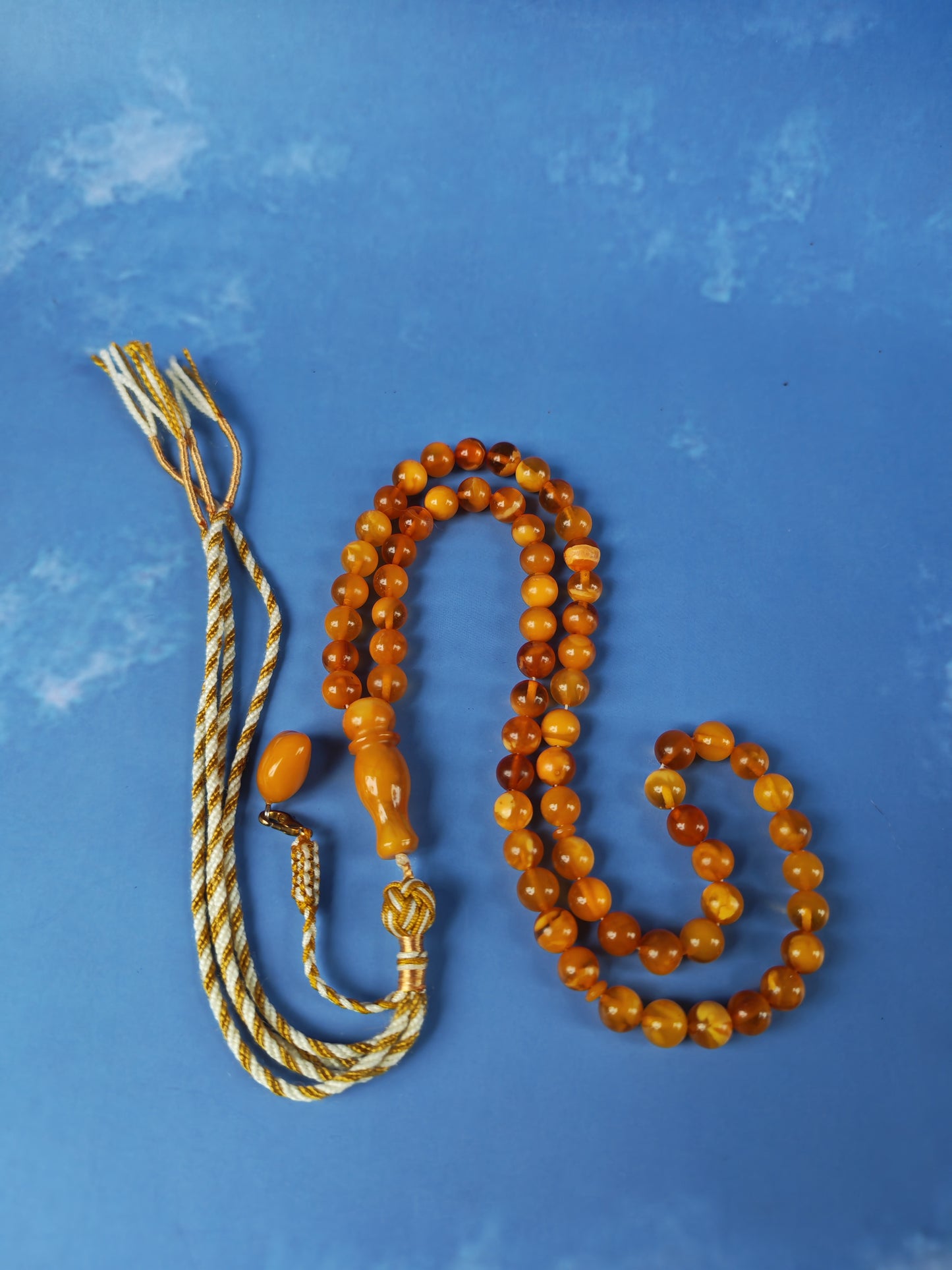 Aged Natural Baltic Amber Micro Tasbih – 66 Beads | Dark Butterscotch & Honey