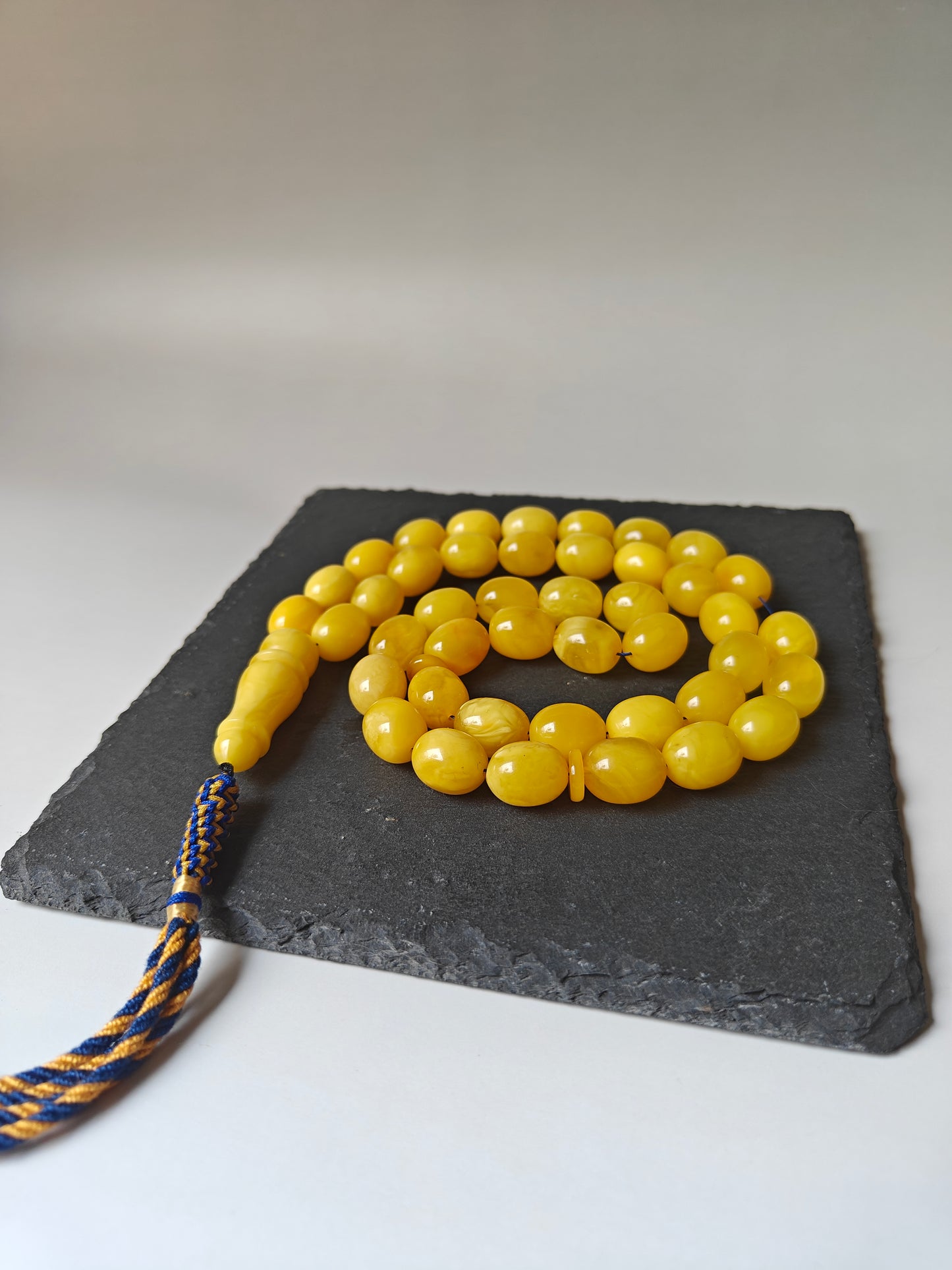 Natural Baltic Amber Rosary – 43 Pigeon Egg Beads | Dark Butterscotch
