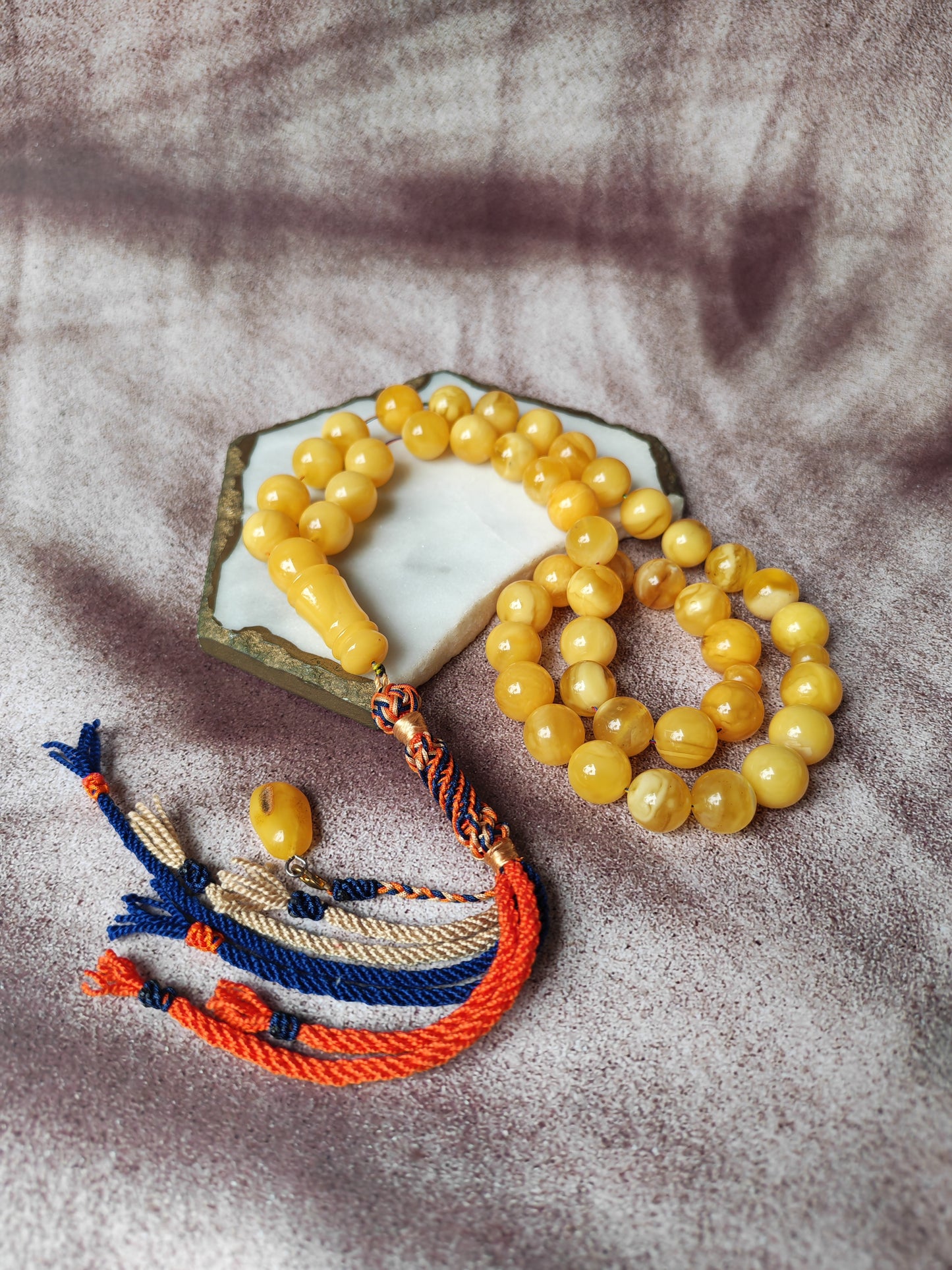 Large Butterscotch & Honey Baltic Amber Tasbih – 13–13.5mm Statement Beads