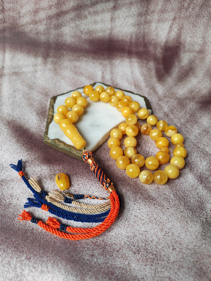 Large Butterscotch & Honey Baltic Amber Tasbih – 13–13.5mm Statement Beads