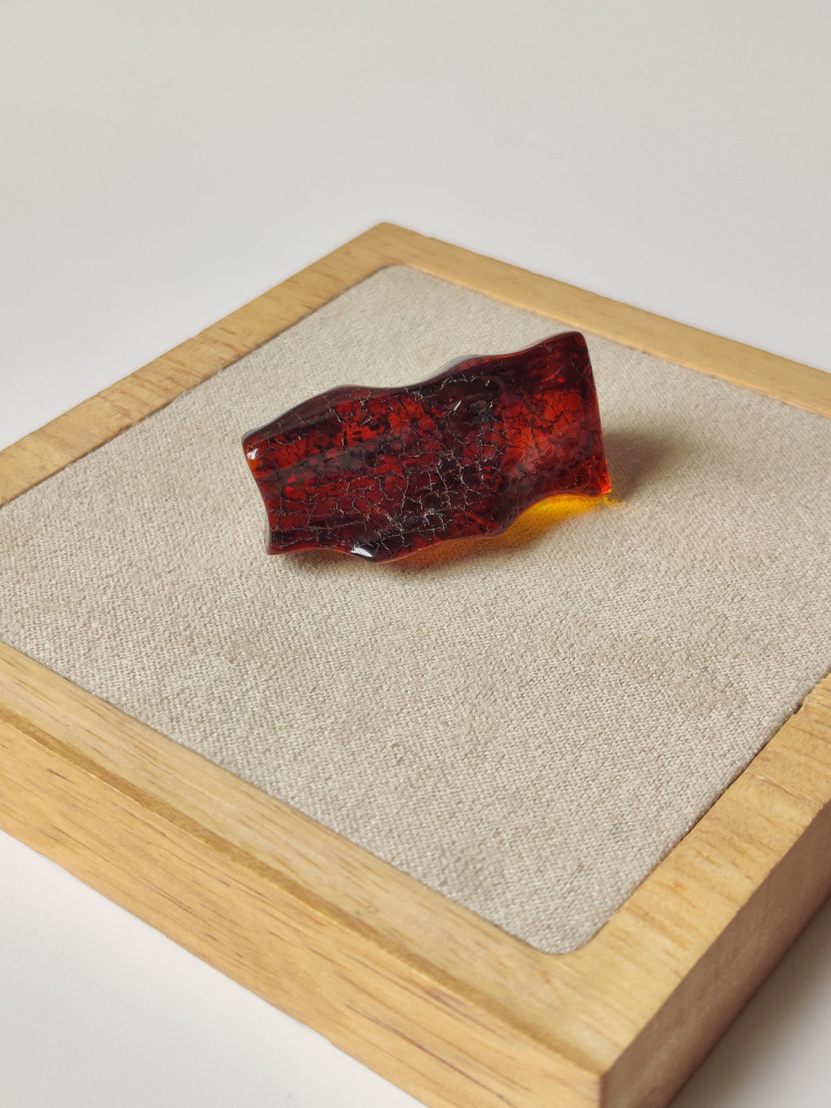 Dark Citron Irregular Raw Natural Amber Piece | Air Bubbles | Unpolished Bottom