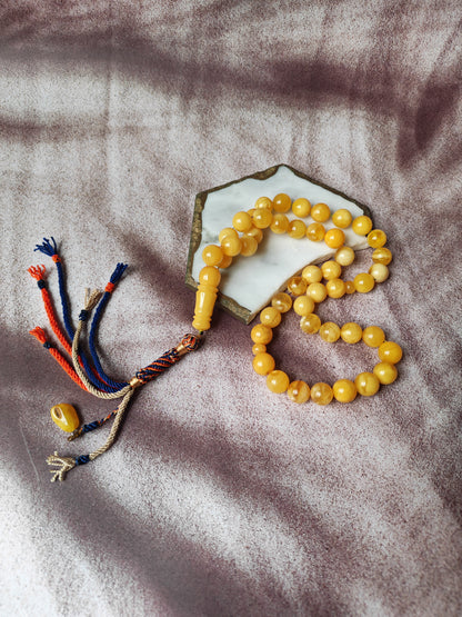 Large Butterscotch & Honey Baltic Amber Tasbih – 13–13.5mm Statement Beads