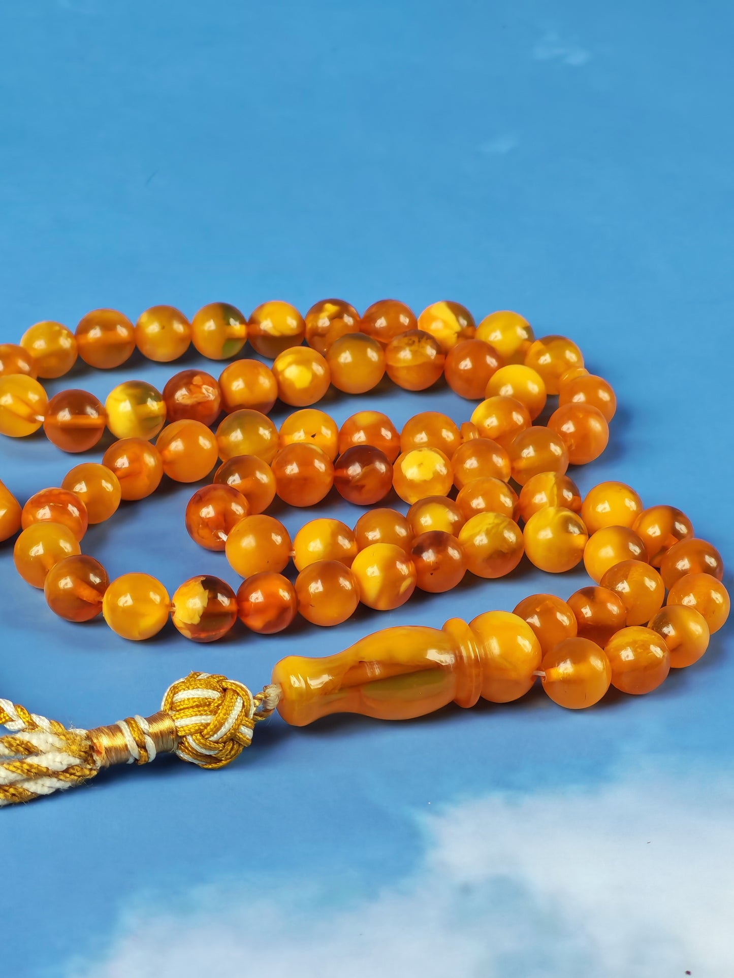 Aged Natural Baltic Amber Micro Tasbih – 66 Beads | Dark Butterscotch & Honey