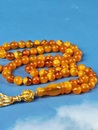 Aged Natural Baltic Amber Micro Tasbih – 66 Beads | Dark Butterscotch & Honey