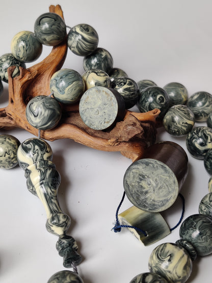 Rare Jumbo Chernobyl Bakelite Tasbih | 39 Large Round Beads | 124 g