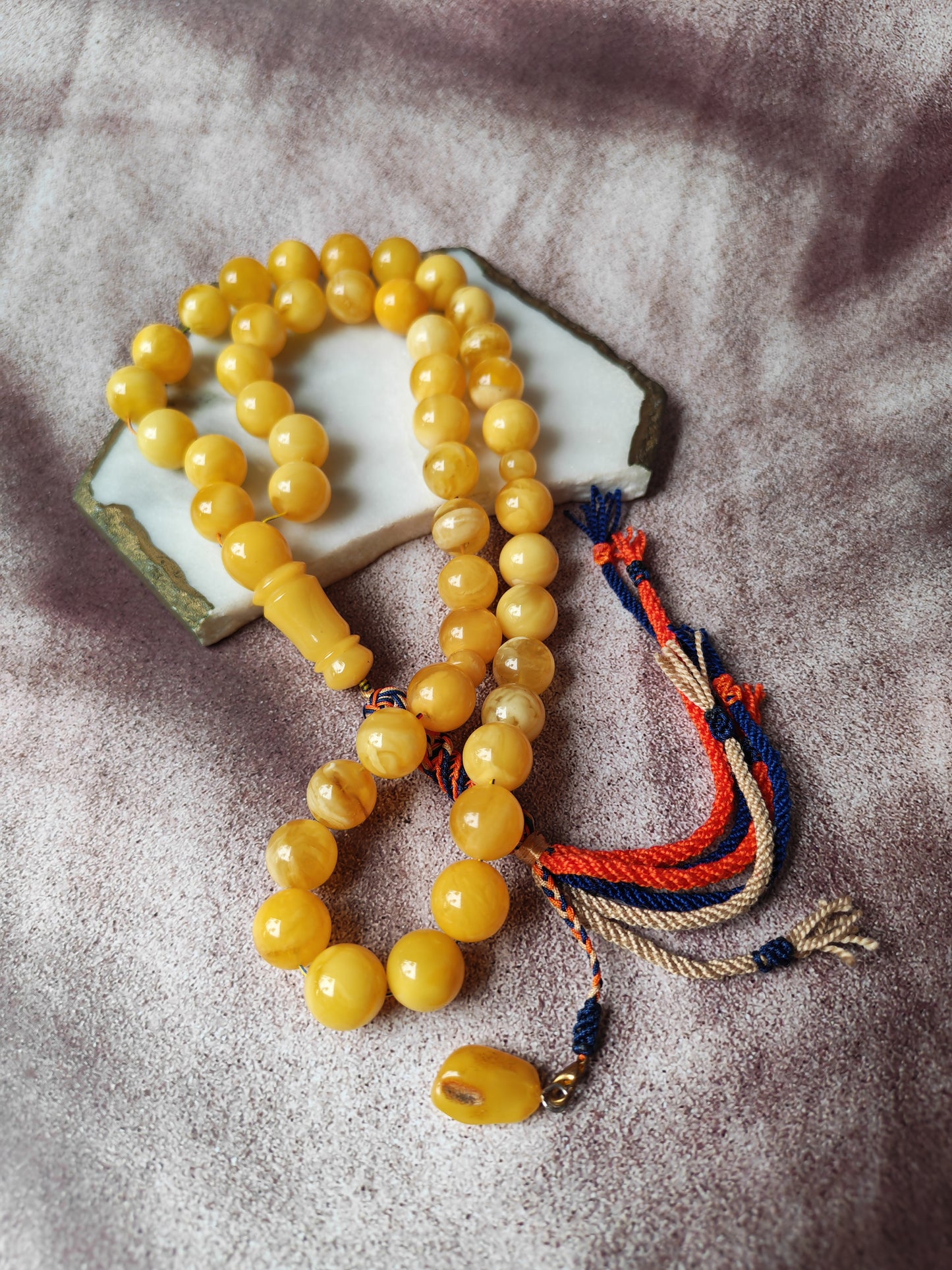 Large Butterscotch & Honey Baltic Amber Tasbih – 13–13.5mm Statement Beads