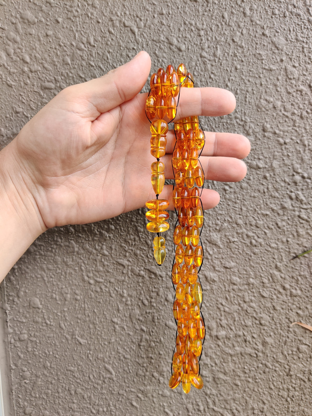 Bold Natural Dark Citron Amber Rosary | Donut Shape | 60 Beads | Flat Design