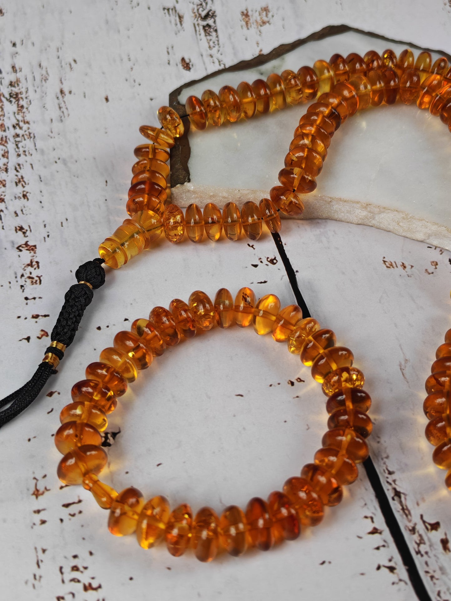 Citron Baltic Amber Misbah & Bracelet Set – 99 Beads | Flat Donut Shape