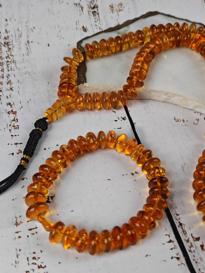 Citron Baltic Amber Misbah & Bracelet Set – 99 Beads | Flat Donut Shape