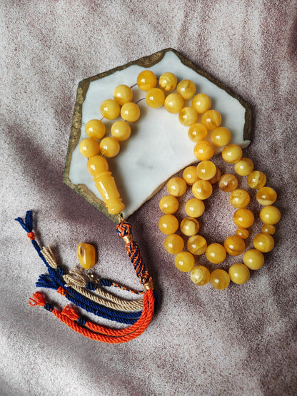 Large Butterscotch & Honey Baltic Amber Tasbih – 13–13.5mm Statement Beads