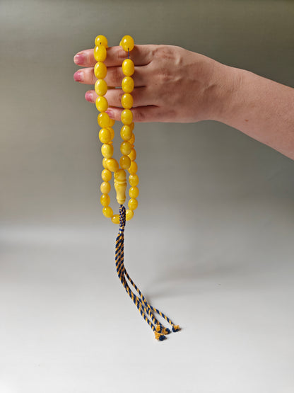 Natural Baltic Amber Rosary – 43 Pigeon Egg Beads | Dark Butterscotch