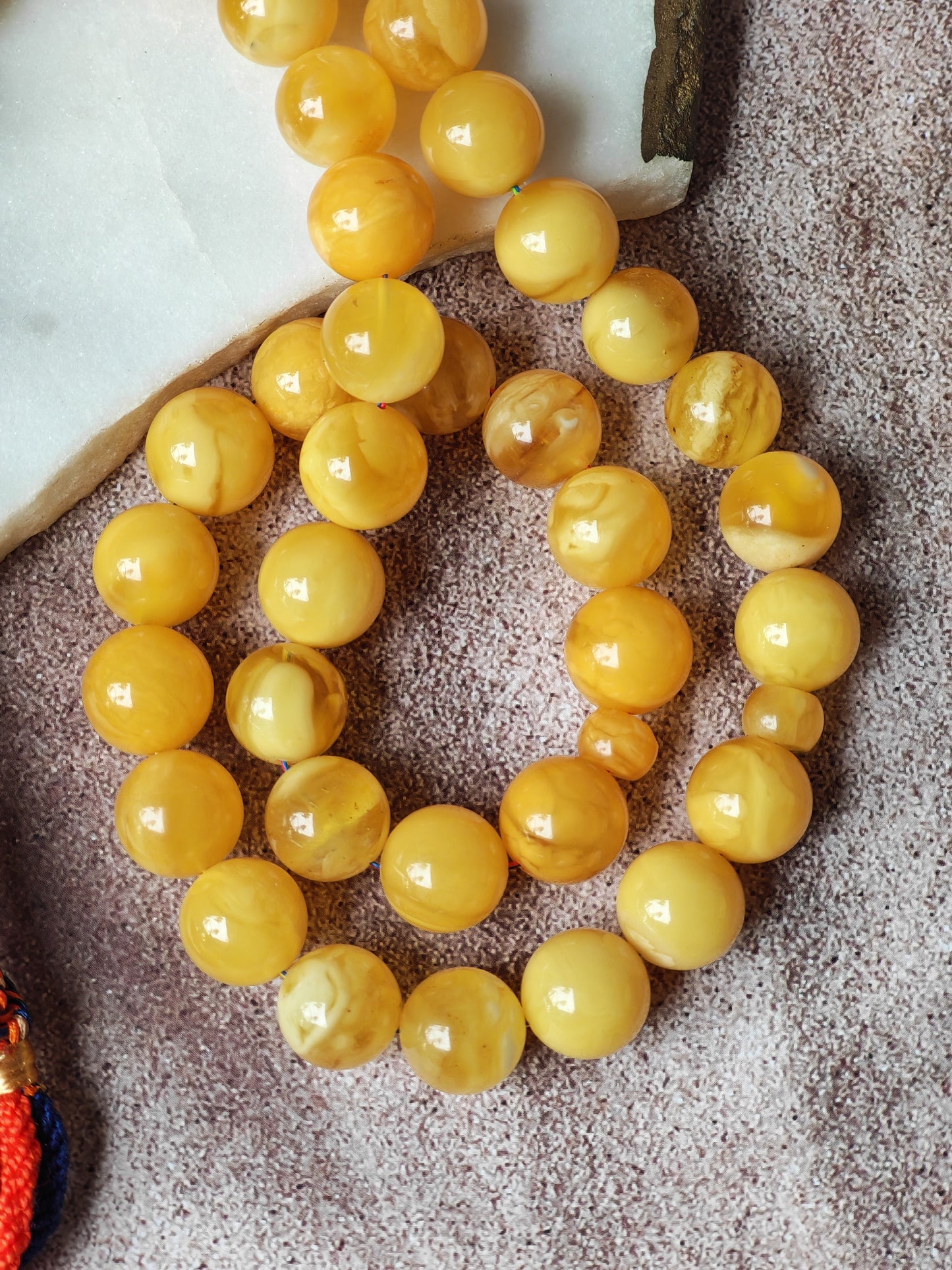 Large Butterscotch & Honey Baltic Amber Tasbih – 13–13.5mm Statement Beads