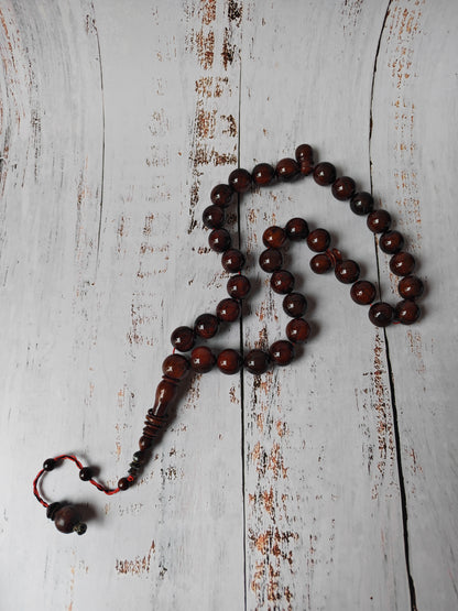 Antique Kokka Wood Tasbih | Ottoman Design | 33 Jumbo Size Beads