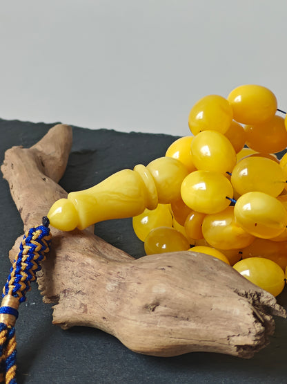 Natural Baltic Amber Rosary – 43 Pigeon Egg Beads | Dark Butterscotch
