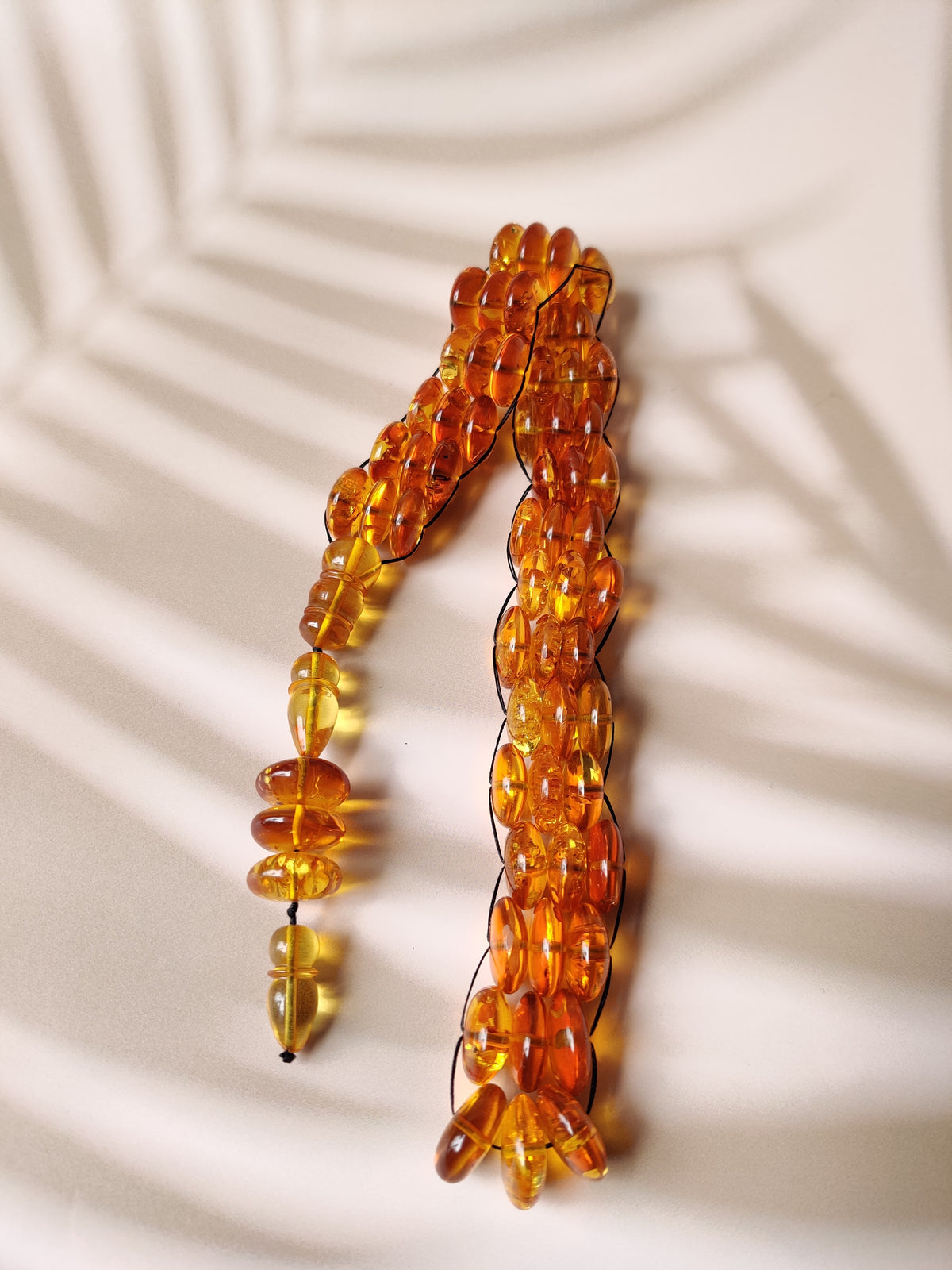 Bold Natural Dark Citron Amber Rosary | Donut Shape | 60 Beads | Flat Design