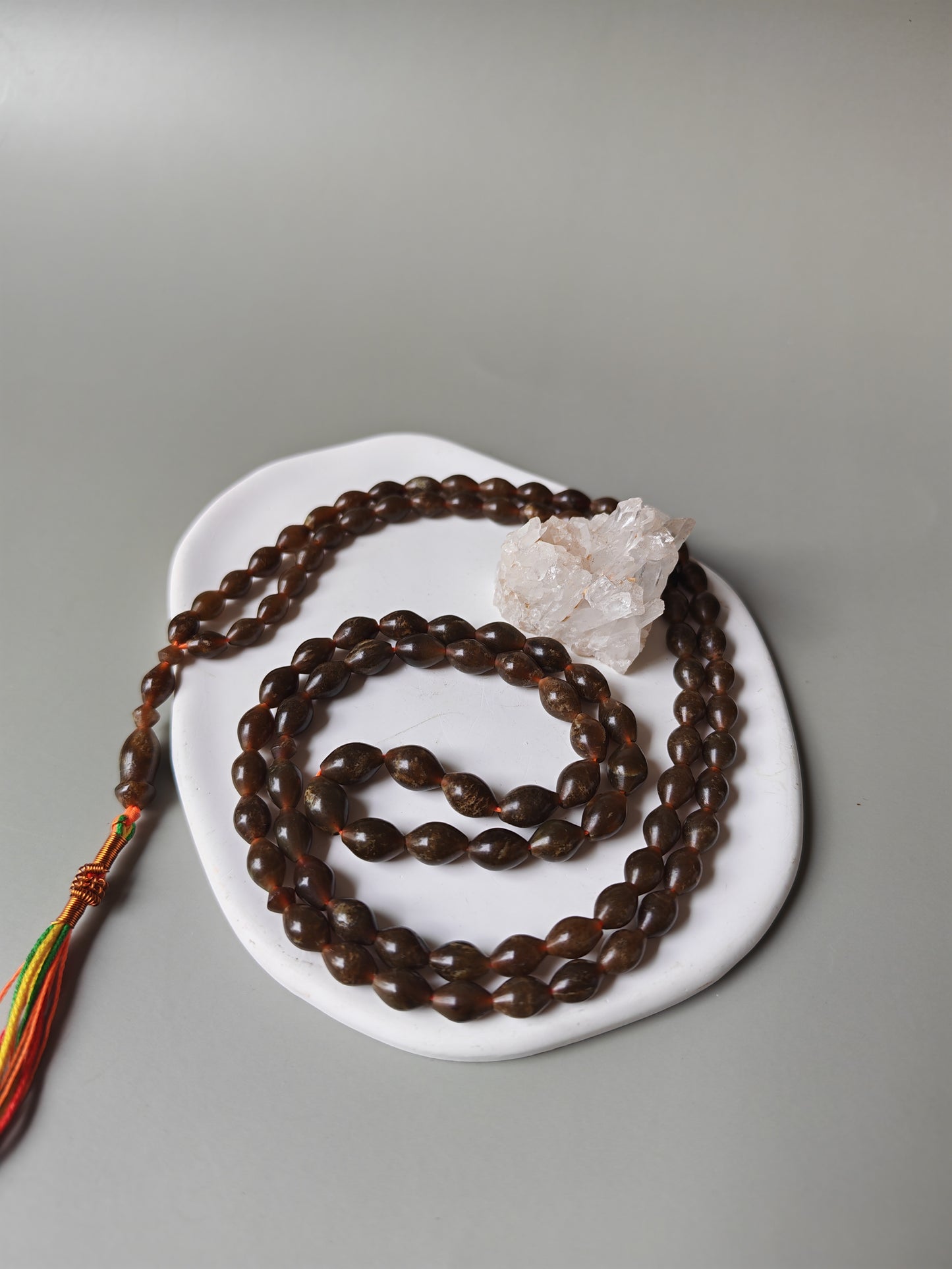 Shah Maqsood Stone Tasbih | 99 Micro Olive Beads | Green & Brown