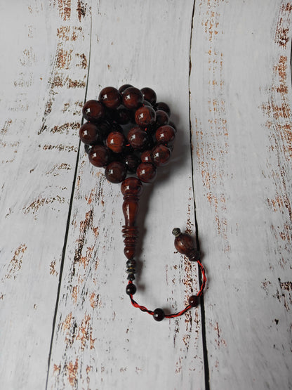 Antique Kokka Wood Tasbih | Ottoman Design | 33 Jumbo Size Beads