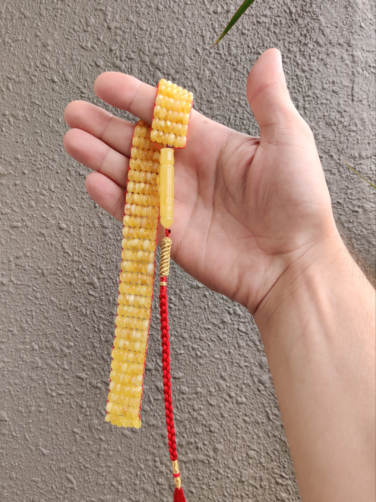 Rare Long Flat Natural Amber Misbah – 234 Micro Donut Beads