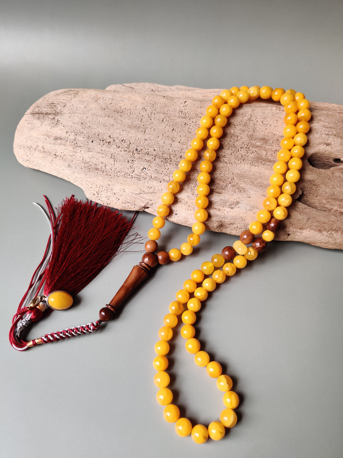 Natural Micro Baltic Amber Rosary – 99 Beads | 8mm | Wooden Imami