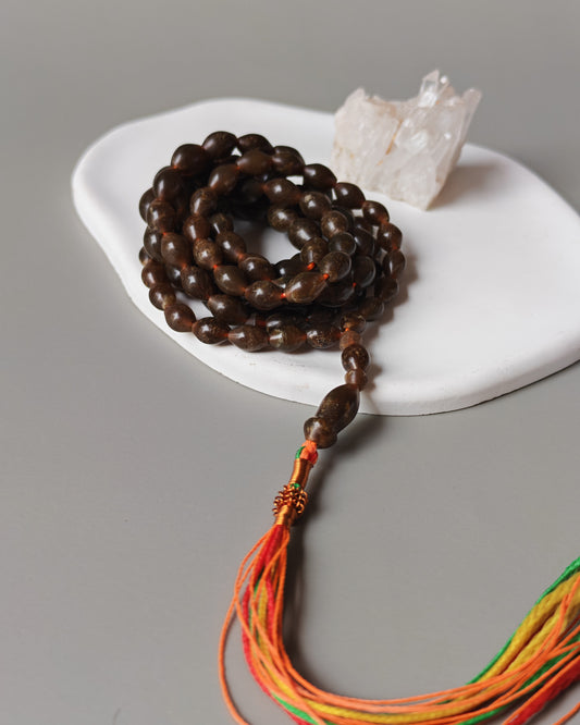 Shah Maqsood Stone Tasbih | 99 Micro Olive Beads | Green & Brown