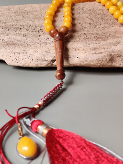 Natural Micro Baltic Amber Rosary – 99 Beads | 8mm | Wooden Imami