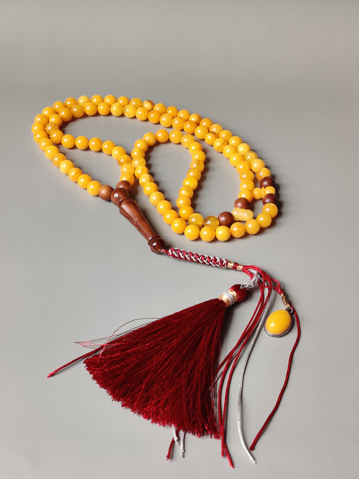 Natural Micro Baltic Amber Rosary – 99 Beads | 8mm | Wooden Imami