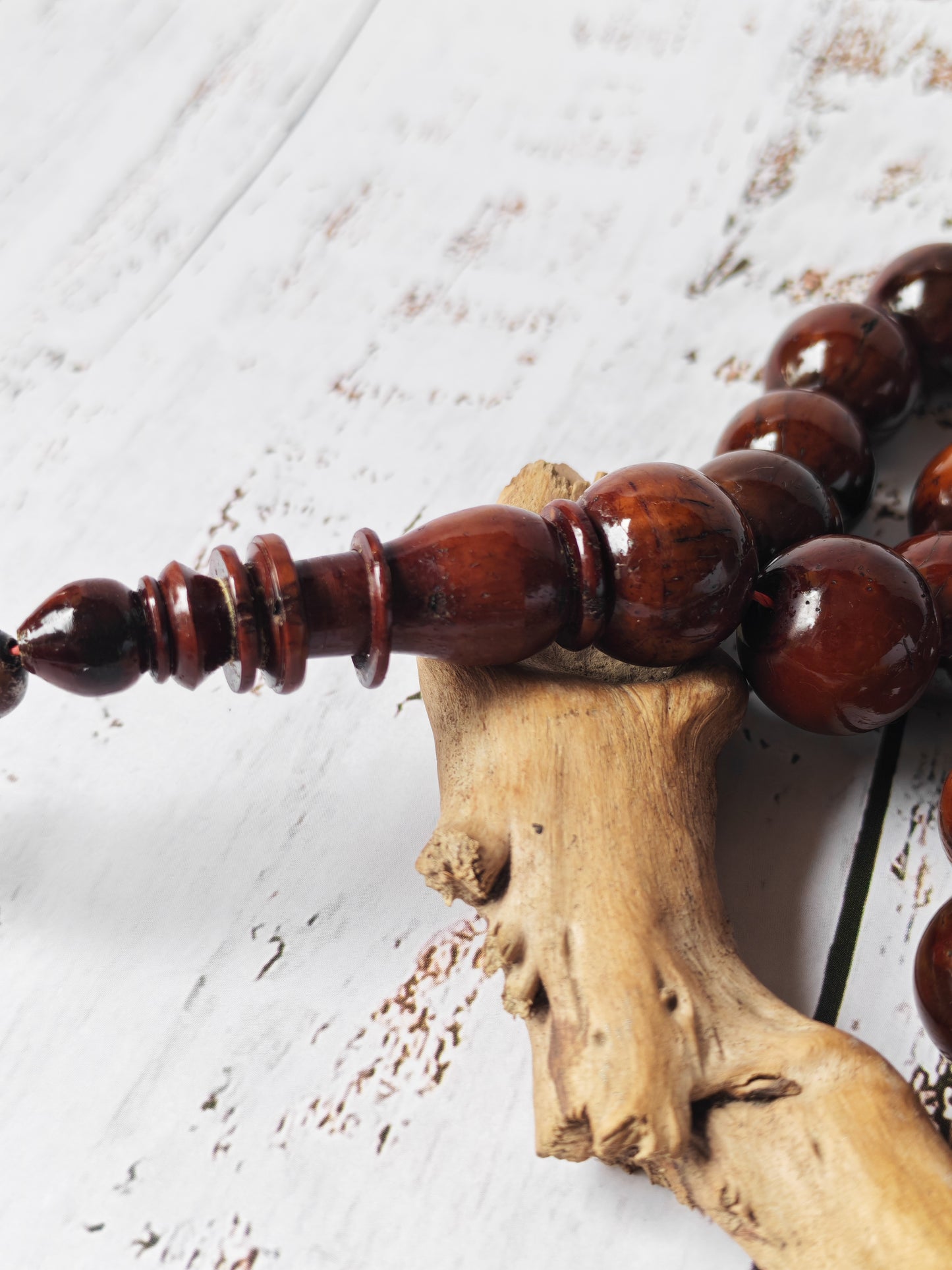 Antique Kokka Wood Tasbih | Ottoman Design | 33 Jumbo Size Beads