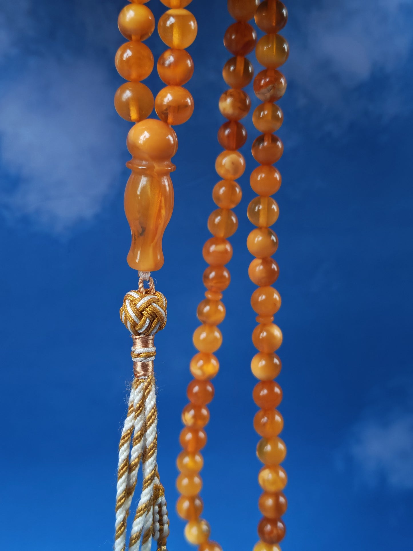 Aged Natural Baltic Amber Micro Tasbih – 66 Beads | Dark Butterscotch & Honey