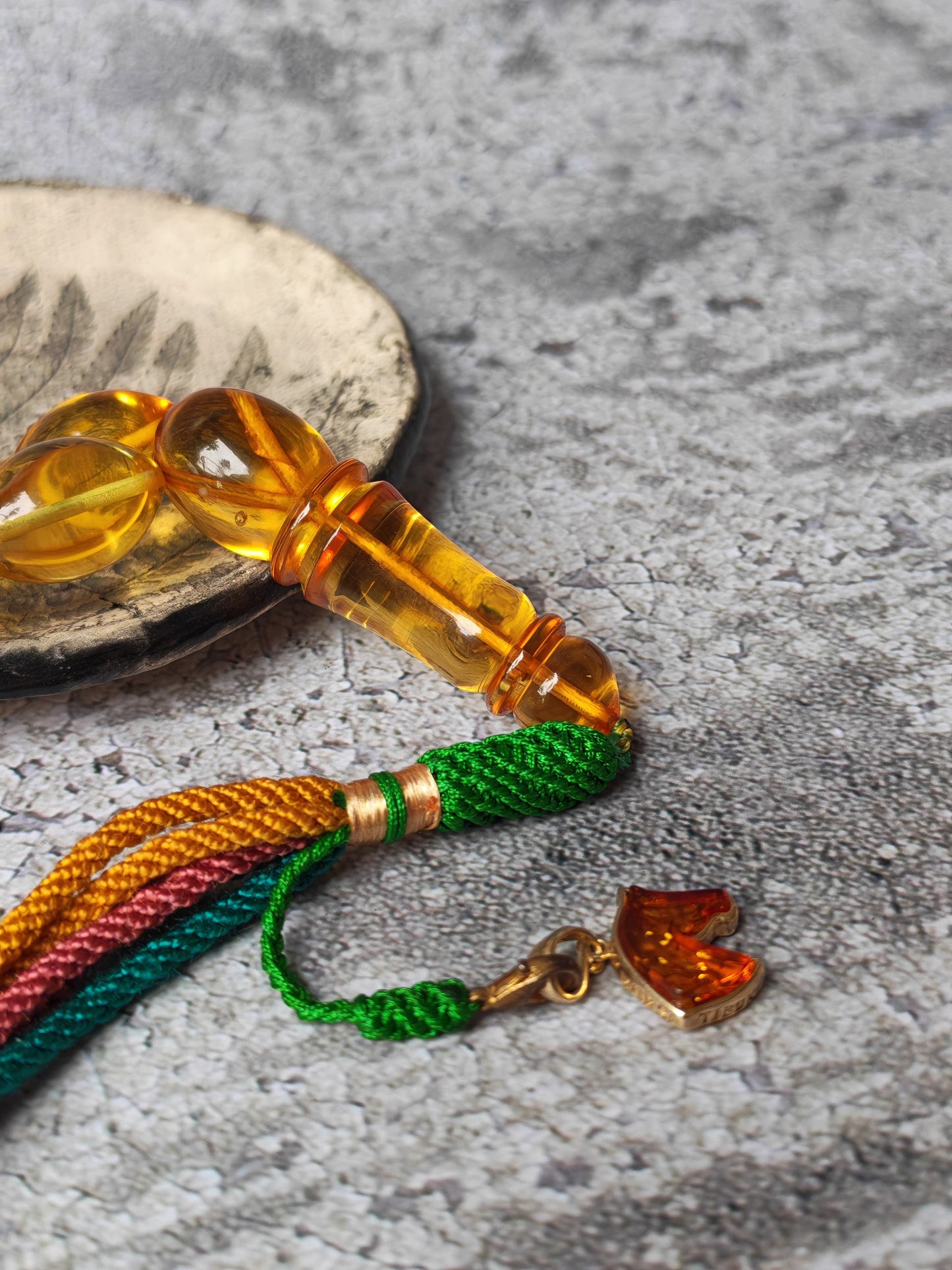 Large Natural Baltic Amber Rosary – 33 Olive Shape Beads | Transparent Citron Color