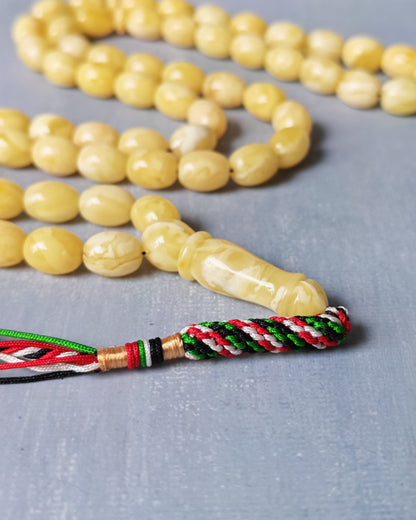 Natural Recently Crafted Amber Misbah Pigeon Egg 63 Beads