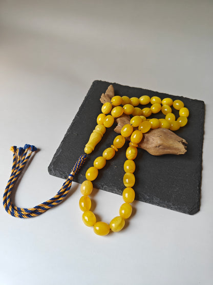 Natural Baltic Amber Rosary – 43 Pigeon Egg Beads | Dark Butterscotch