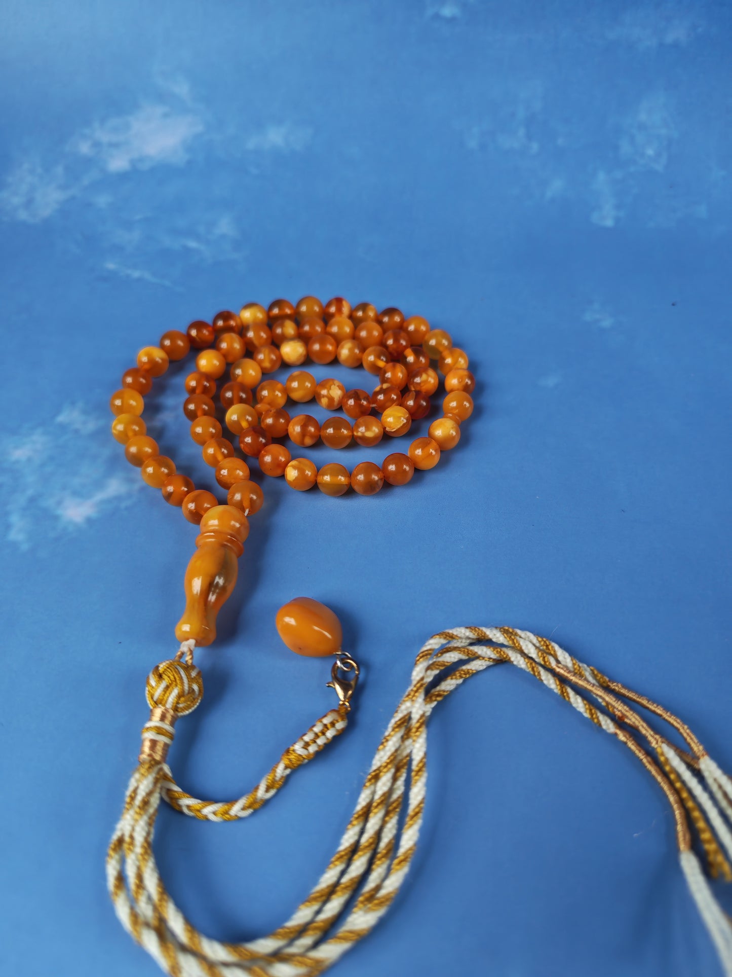 Aged Natural Baltic Amber Micro Tasbih – 66 Beads | Dark Butterscotch & Honey