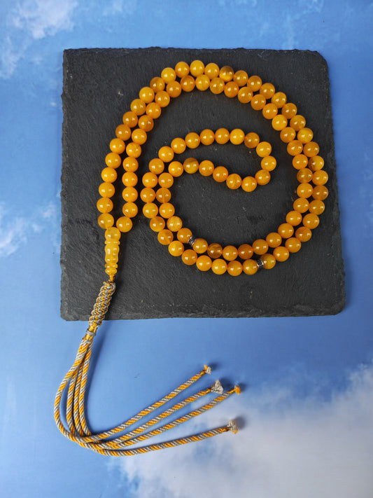 Natural Micro Baltic Amber Rosary – 99 Beads | 8mm | Metal Dividers