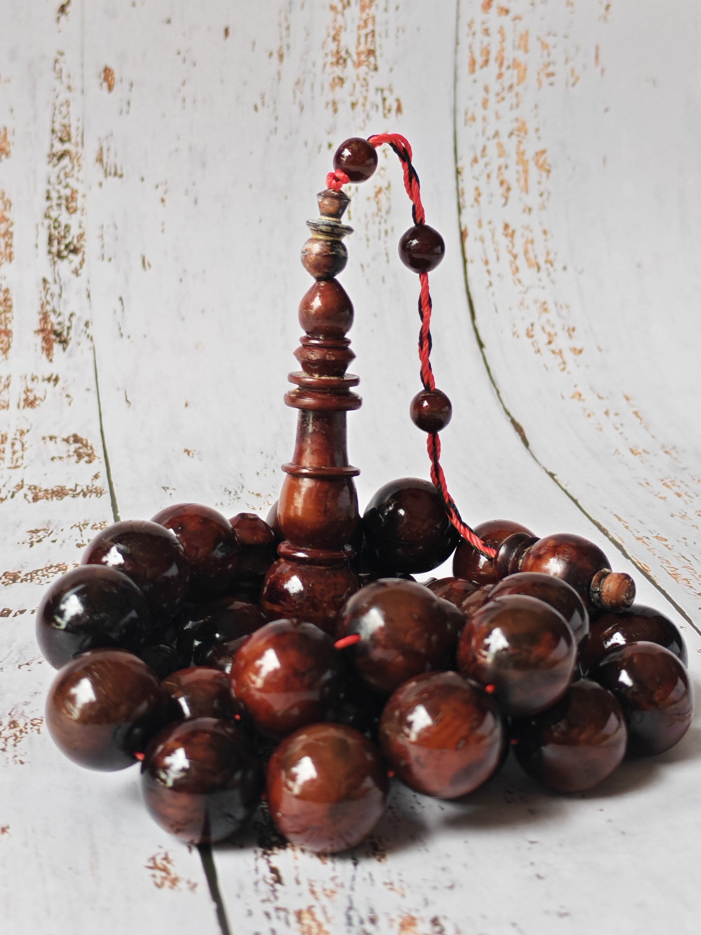 Antique Kokka Wood Tasbih | Ottoman Design | 33 Jumbo Size Beads