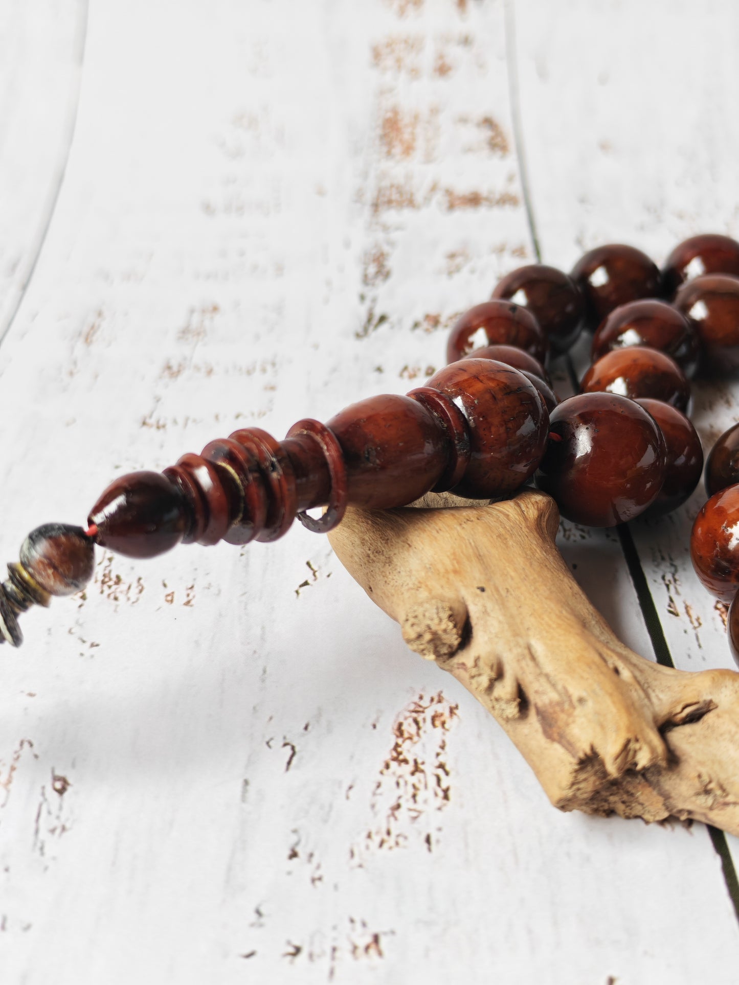 Antique Kokka Wood Tasbih | Ottoman Design | 33 Jumbo Size Beads