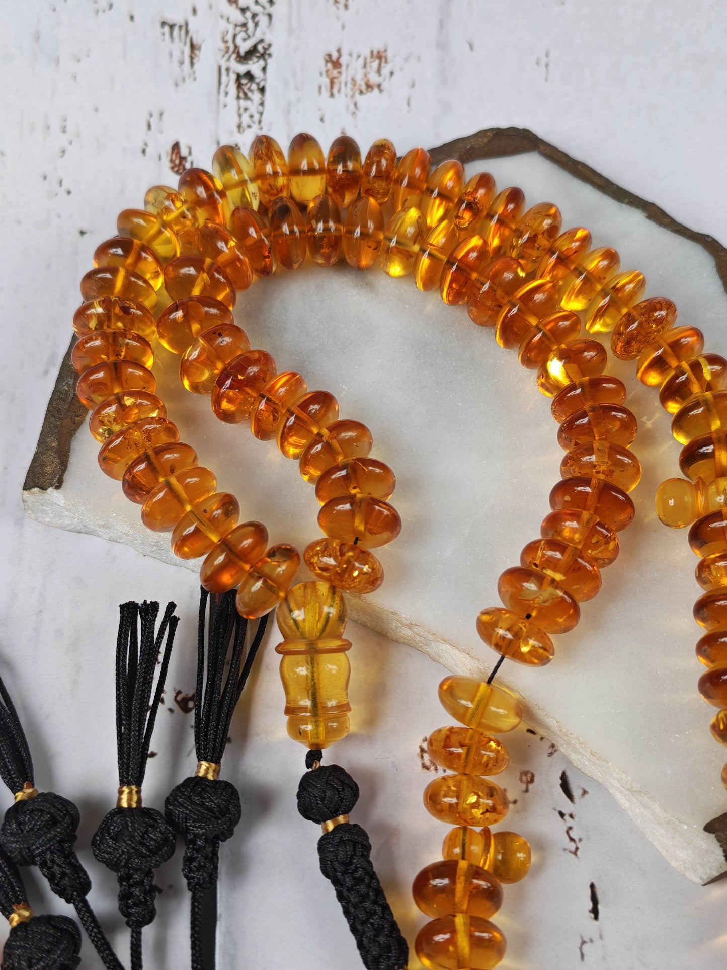 Citron Baltic Amber Misbah & Bracelet Set – 99 Beads | Flat Donut Shape
