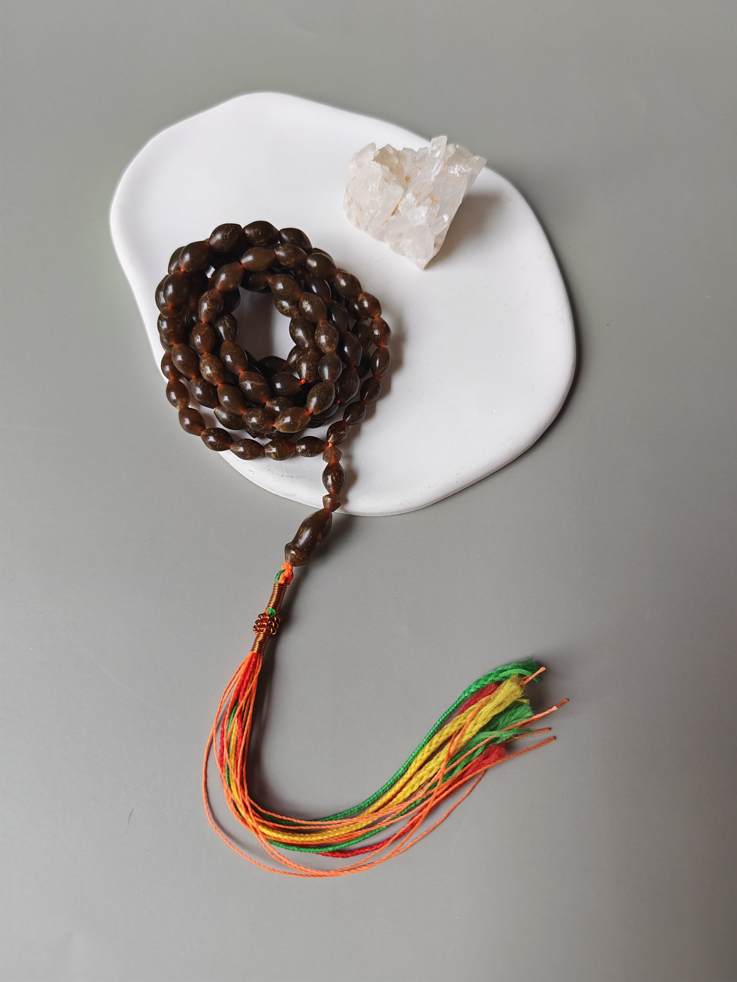 Shah Maqsood Stone Tasbih | 99 Micro Olive Beads | Green & Brown